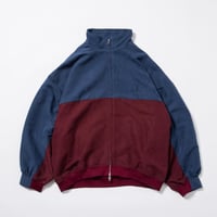 Bicolor Faux Nubuck Blouson - ブルー×ボルドー