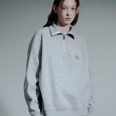 Essential Logo Half Zip Sweat - グレー