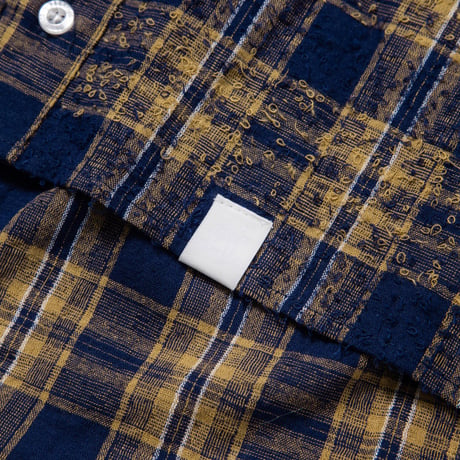 Frayed Check Shirts - オレンジ