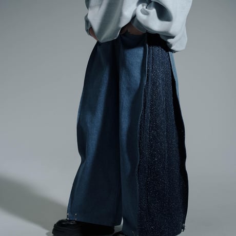 Hem Hook Denim Pants - ブルー