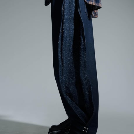 Hem Hook Denim Pants - ネイビー
