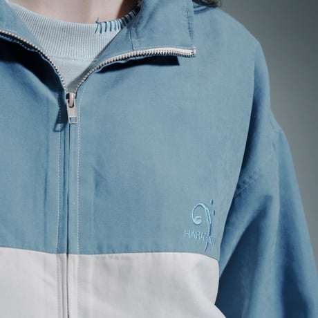 Bicolor Faux Nubuck Blouson - ブルー×アイボリー