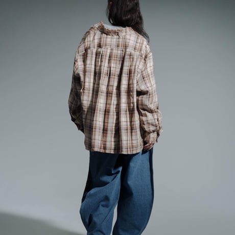 Frayed Check Shirts - ベージュ