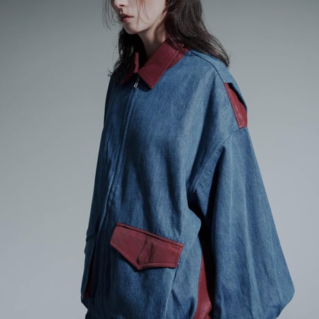 Faux Nubuck Collar Denim Blouson
