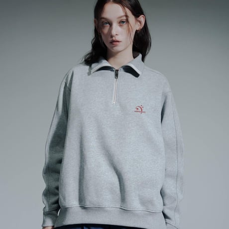 Essential Logo Half Zip Sweat - グレー