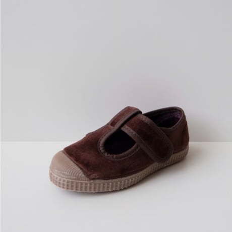 <ご予約>Cienta VELOUR T STRAP SHOES  brown / velour 977A(21(12.5cm)～34(21cm))
