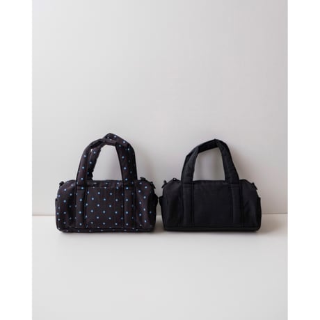 BAGGU Small Nylon Duffle Bag - Black and Sky Blue Micro Dot