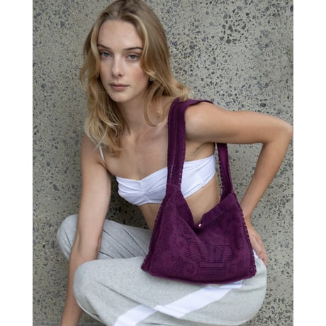 Nananita FOUNTAIN CROCHET BAG - PLUM