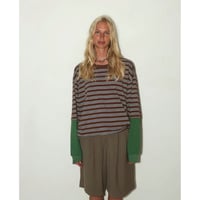 SUMMER & STORM WOMENS 90'S LS TEE COCO STRIPE GREEN SLEEVES
