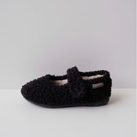 <ご予約>Cienta VELOUR VELCRO ONE STRAP BALLET SHOES black / fur 500(23(14cm)～34(21cm))