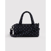 BAGGU Small Nylon Duffle Bag - Black and Sky Blue Micro Dot