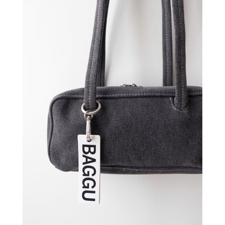 BAGGU Small Denim Bowler Bag - Washed Black Denim
