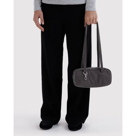 BAGGU Small Denim Bowler Bag - Washed Black Denim