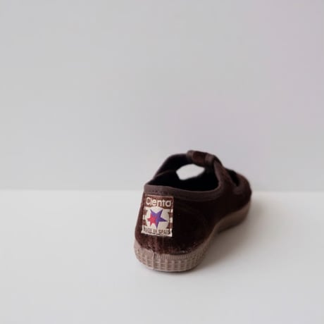 <ご予約>Cienta VELOUR T STRAP SHOES  brown / velour 977A(21(12.5cm)～34(21cm))