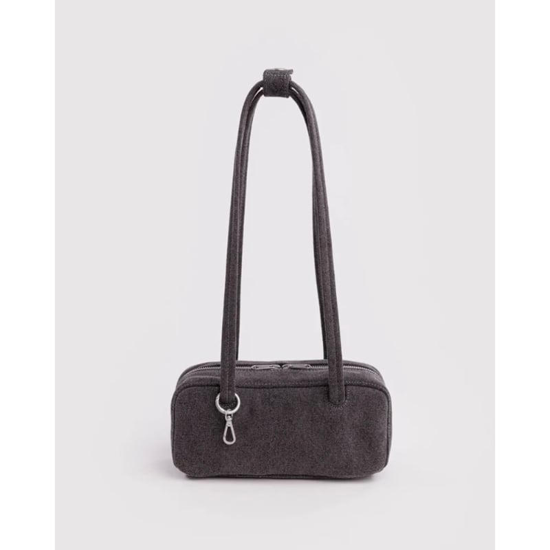 BAGGU Small Denim Bowler Bag - Washed Black Den