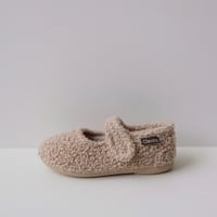 <ご予約>Cienta VELOUR VELCRO ONE STRAP BALLET SHOES beige / fur 500(23(14cm)～34(21cm))