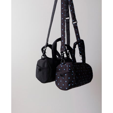 BAGGU Small Nylon Duffle Bag - Black and Sky Blue Micro Dot