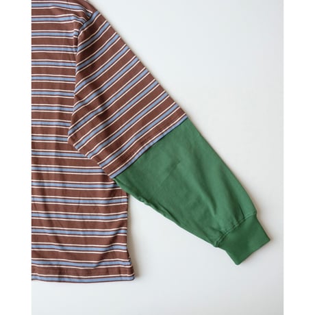 SUMMER & STORM WOMENS 90'S LS TEE COCO STRIPE GREEN SLEEVES