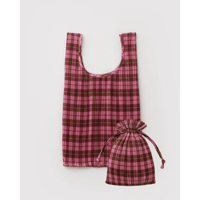 BAGGU Pleated Baggu - Azalea Pink Tartan