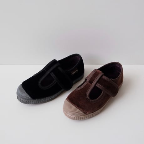 <即納/ご予約>Cienta VELOUR T STRAP SHOES  black / velour 977(21(12.5cm)～34(21cm))