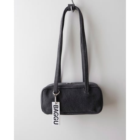 BAGGU Small Denim Bowler Bag - Washed Black Denim