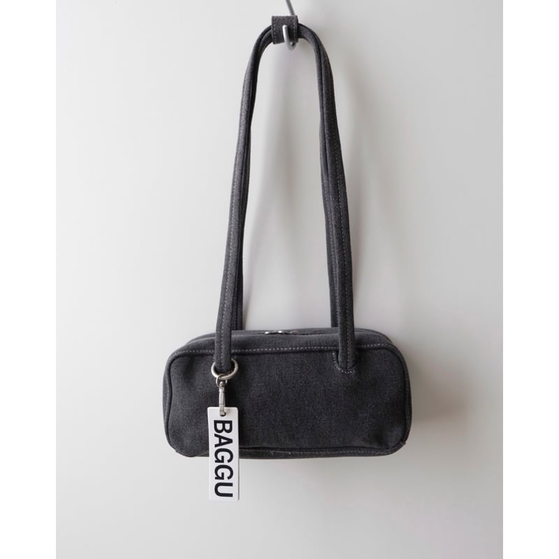 BAGGU Small Denim Bowler Bag - Washed Black Den