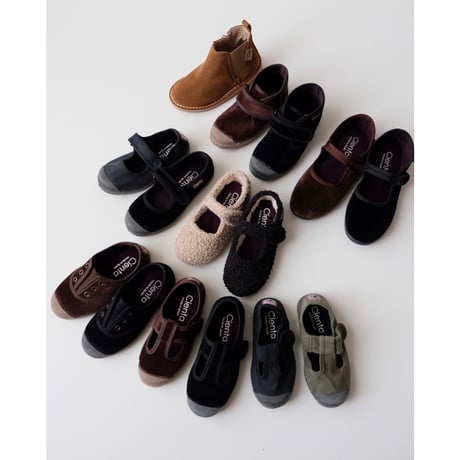 <即納/ご予約>Cienta VELOUR T STRAP SHOES  black / velour 977(21(12.5cm)～34(21cm))