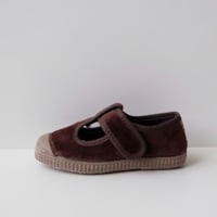 <ご予約>Cienta VELOUR T STRAP SHOES  brown / velour 977A(21(12.5cm)～34(21cm))