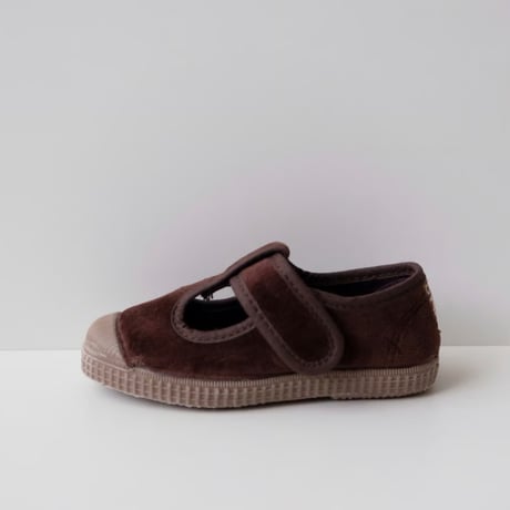 <ご予約>Cienta VELOUR T STRAP SHOES  brown / velour 977A(21(12.5cm)～34(21cm))