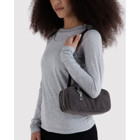 BAGGU Small Denim Bowler Bag - Washed Black Denim