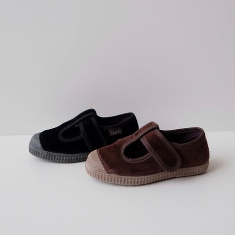<即納/ご予約>Cienta VELOUR T STRAP SHOES  black / velour 977(21(12.5cm)～34(21cm))