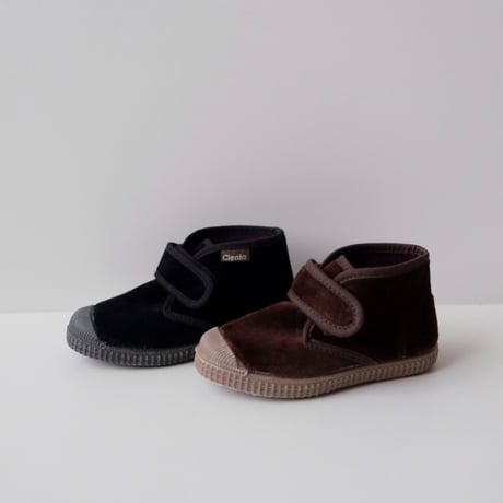 <即納/ご予約>Cienta VELCRO HIGH-CUT SNEAKER black / velour 975(21(12.5cm)～34(21cm))