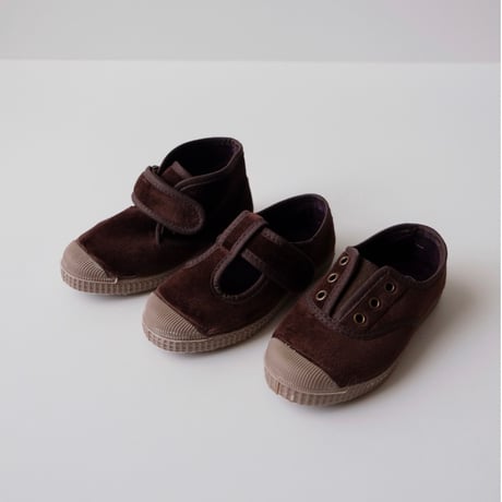 <ご予約>Cienta VELCRO HIGH-CUT SNEAKER brown / velour 975A(23(13cm)～34(21cm))