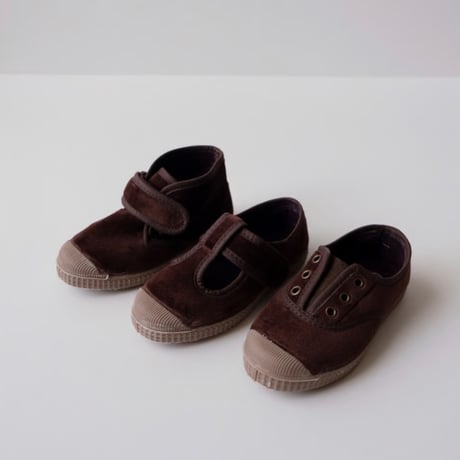 <ご予約>Cienta VELOUR T STRAP SHOES  brown / velour 977A(21(12.5cm)～34(21cm))