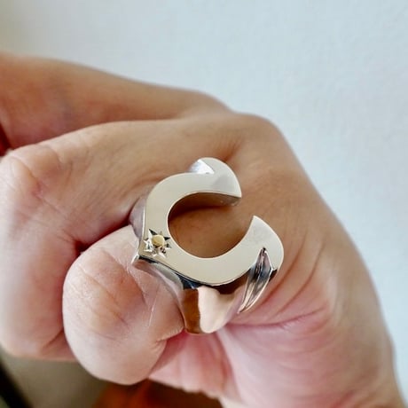 仁尾彫金『一つ星k18、馬蹄ピンキーリング、磨き』ハンドメイド603b