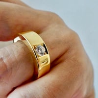 仁尾彫金『全金、一つ星ジルコニア、幅7mm厚み４mm平打リング』ハンドメイド613