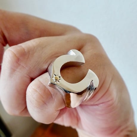 仁尾彫金『一つ星k18、馬蹄ピンキーリング、磨き』ハンドメイド603b