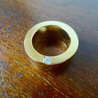 仁尾彫金『一つ星ダイヤ、幅１cm、厚み４mm、全金平打リング』ハンドメイド612