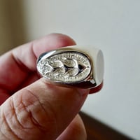 仁尾彫金『フレイム丸の印台リング』ハンドメイド624