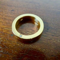 仁尾彫金『全金、一つ星ダイヤ、幅５mm、厚み３ミリ平打リング』ハンドメイド620