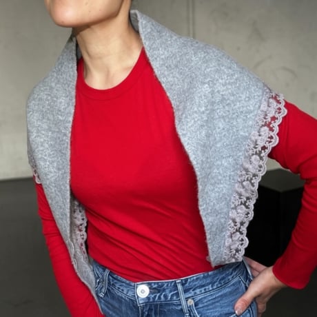 Lace Triangle Scarf （gray）