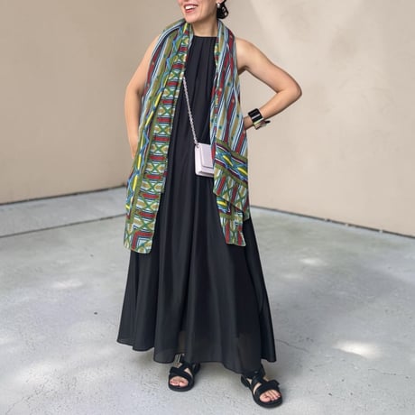 ethnic long scarf (green）