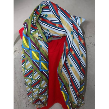 ethnic long scarf (green）