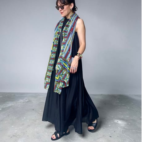 ethnic long scarf (green）