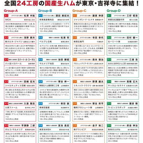【午後の部】 国産生ハムフェスVol.10    in 吉祥寺 6種類試食入場チケット