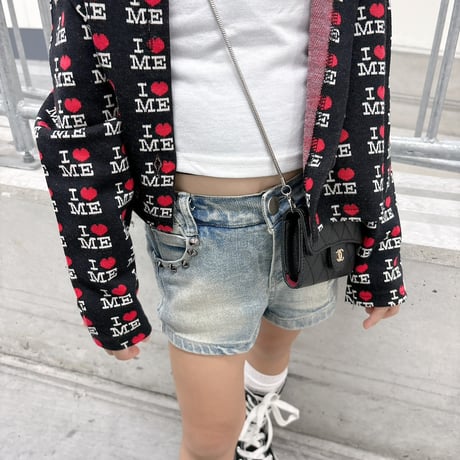 【即納】studs short denim pt