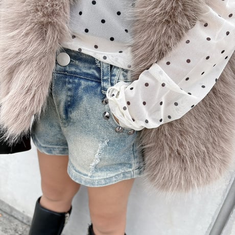 【即納】studs short denim pt