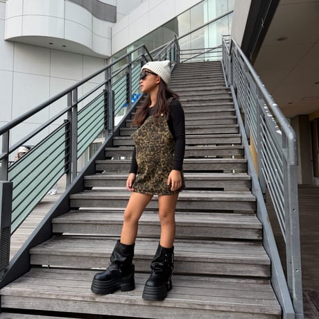 【予約】"brown" leopard skirt salopette