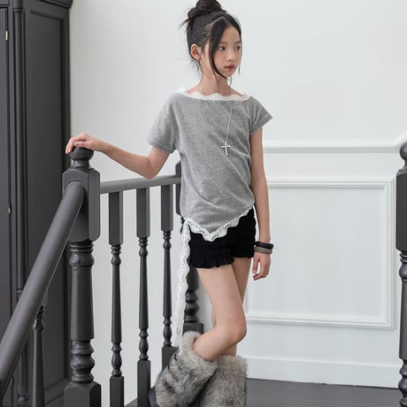 【予約】ZC lace velour tops