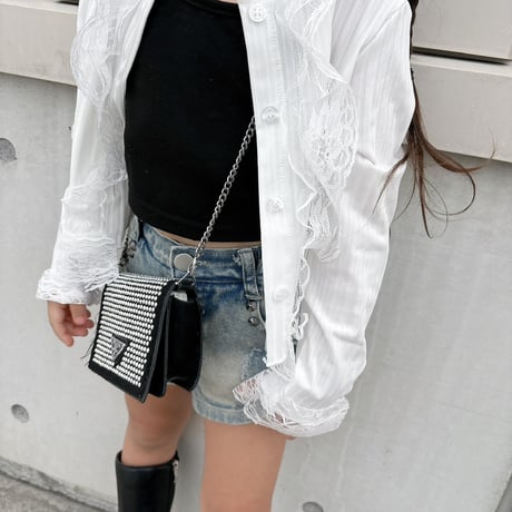 【即納】lace frill tops